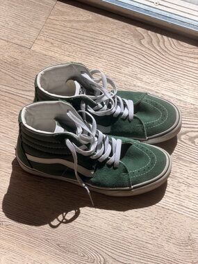 Green Suede High-Top Vans Sneakers
